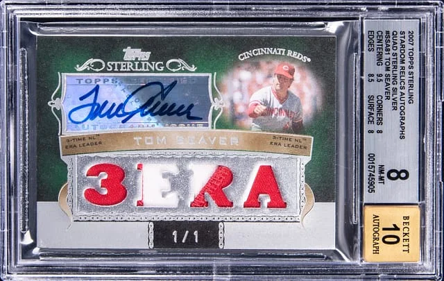 2007 Topps Sterling Tom Seaver Stardom Relics Autographs Quad Sterling Silver #4SSA-81 card image