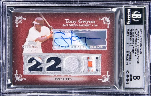 2007 Topps Sterling Tony Gwynn Career Stats Relics Autographs Quad Sterling Silver #4CSA-61 card image