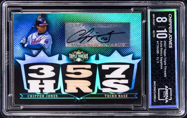 2007 Topps Triple Threads Chipper Jones Autograph Relics Sapphire #TTRA90 card image
