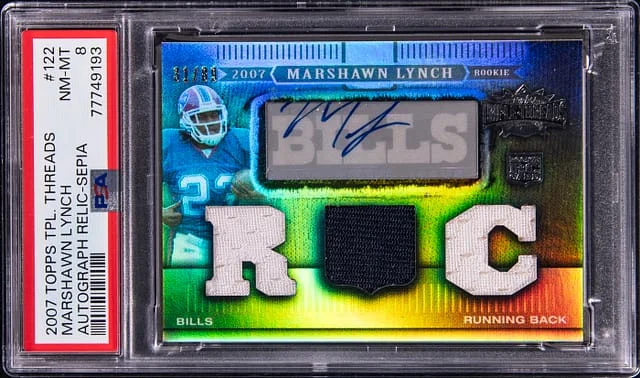 2007 Topps Triple Threads Marshawn Lynch Autograph-Relic-Sepia #122 card image