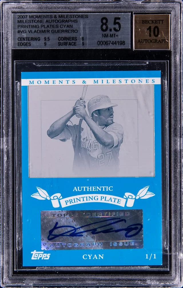 2007 Topps Vladimir Guerrero Moments & Milestones Autograph Printing Plates Cyan #VG card image