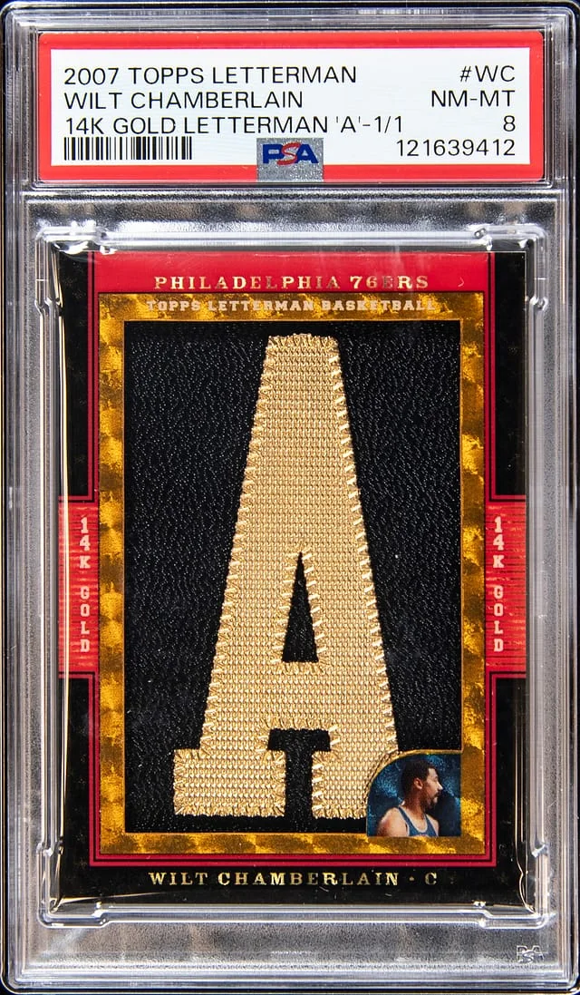 2007 Topps Wilt Chamberlain Letterman 14K Gold Letterman #14K-WC card image