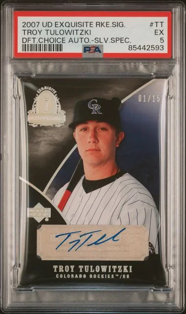 2007 UD Exquisite Signatures Draft Choice Autographs Silver Spec. Troy Tulowitzki #TT card image