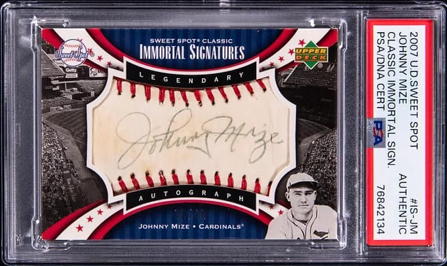 2007 UD Sweet Spot Classic Immortal Signatures Johnny Mize #IS-JM card image