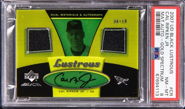 2007 Upper Deck Black Cal Ripken Jr. Lustrous Materials Autograph Gold Spectrum #LU-CR card image