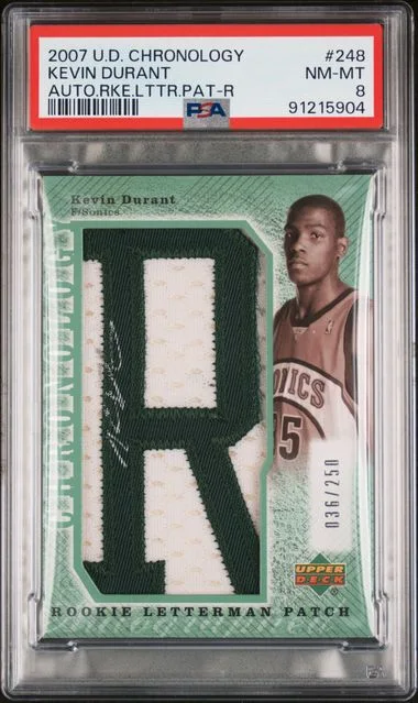 2007 Upper Deck Chronology Kevin Durant Autograph Letterman Patch N #248 card image