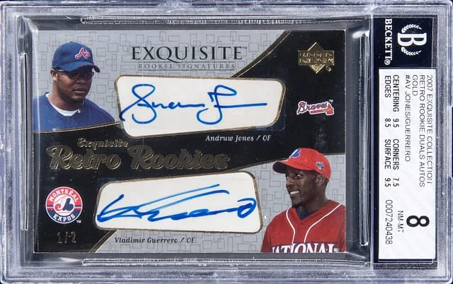 2007 Upper Deck Exquisite Collection Andruw Jones/Vladimir Guerrero Dual Retro Duals Autograph Gold #RR-AV card image