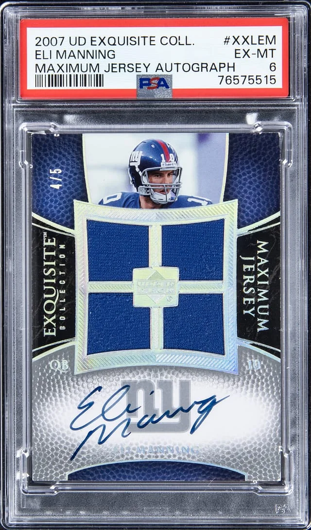 2007 Upper Deck Exquisite Collection Eli Manning Maximum Jersey Autograph #XXL-EM card image
