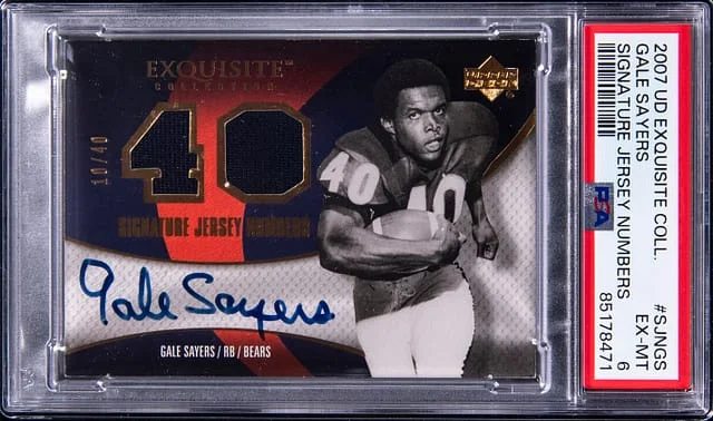2007 Upper Deck Exquisite Collection Gale Sayers Signature Jersey Numbers #SJN-GS card image