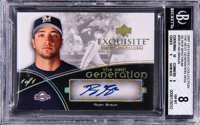 2007 Upper Deck Exquisite Collection Ryan Braun The Next Generation Sigs Silver Spectrum #TNG-RB card image
