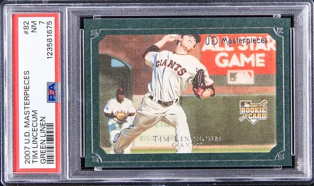 2007 Upper Deck Masterpieces Tim Lincecum Green Linen #82 card image