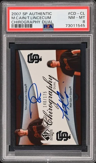2007 Upper Deck Matt Cain/Tim Lincecum SpP Authentic Chirography Dual #CD-CL card image
