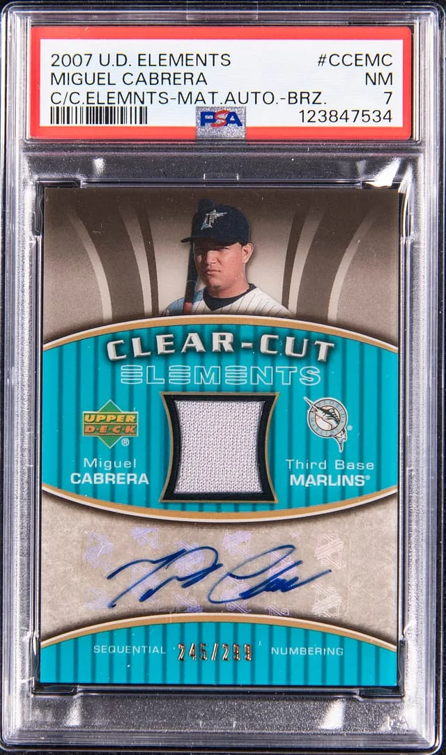2007 Upper Deck Miguel Cabrera Elements Clear Cut Elements Material Autograph Bronze #CCE-MC card image