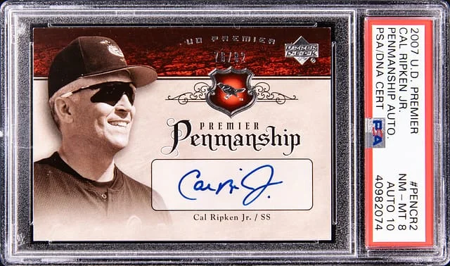 2007 Upper Deck Premier Cal ripken Jr. Penmanship Autograph #PEN-CR2 card image