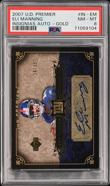 2007 Upper Deck Premier Eli Manning Insignias Auto Gold #IN-EM card image