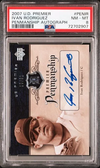 2007 Upper Deck Premier Ivan Rodriguez Penmanship Autograph #PEN-IR card image