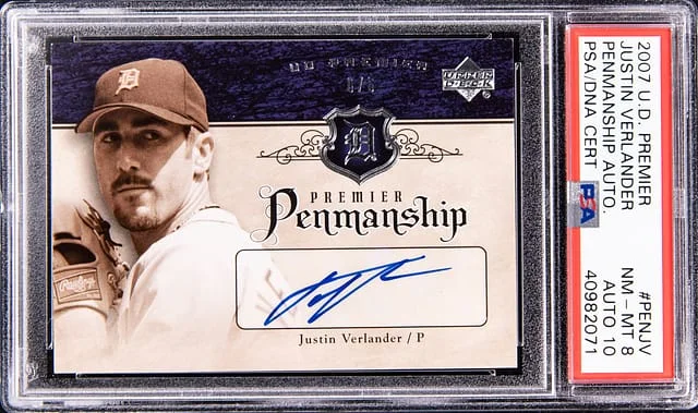 2007 Upper Deck Premier Justin Verlander Penmanship Autograph #PEN-JV card image