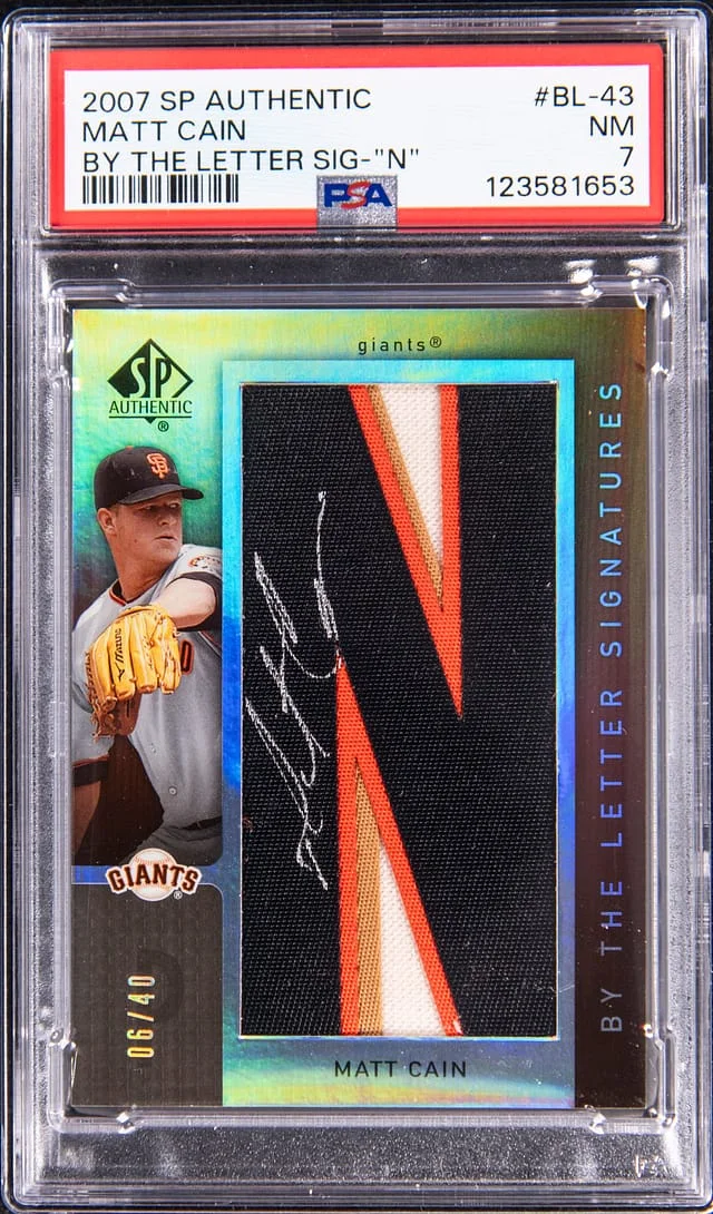 2007 Upper Deck SP Authentic Matt Cain By the Letter Signature N #BL-43 card image