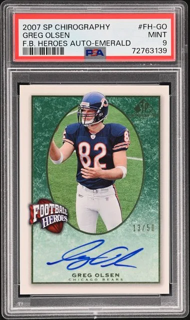 2007 Upper Deck SP Greg Olsen Chirography Football Heroes Autographs Emerald #FH-GO card image