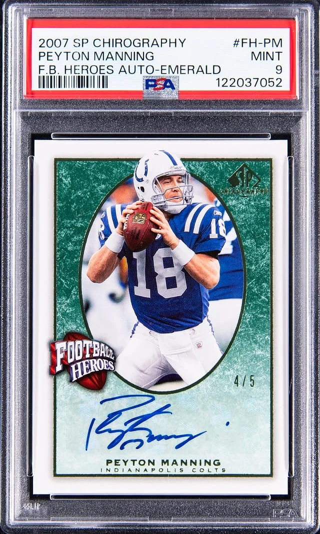 2007 Upper Deck SP Peyton Manning Chirography Football Heroes Autograph Emerald #FH-PM card image