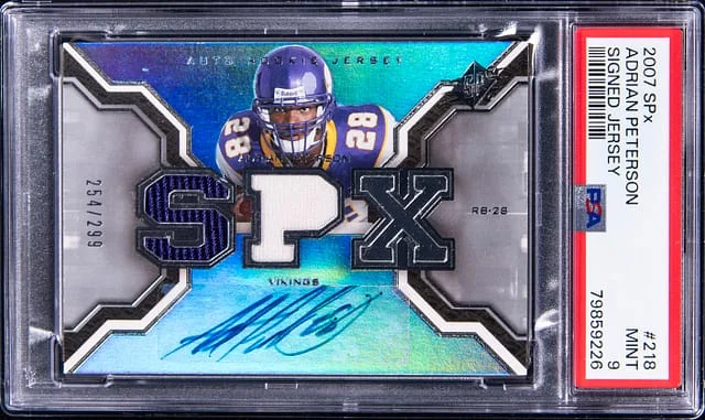 2007 Upper Deck SPx Adrian Peterson Signed Jersey #218 card image