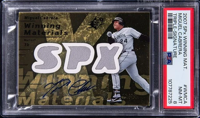 2007 Upper Deck SPx Miguel Cabrera Winning Materials Triple Signature #WM-CA card image