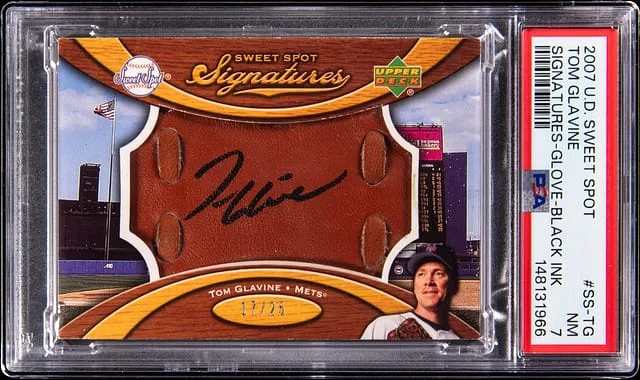 2007 Upper Deck Sweet Spot Signatures Tom Glavine Glove Black Ink #SS-TG card image