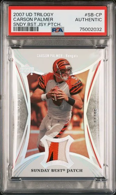 2007 Upper Deck Trilogy Carson Palmer Game-Used Sunday Best Jersey Patch #SB-CP card image