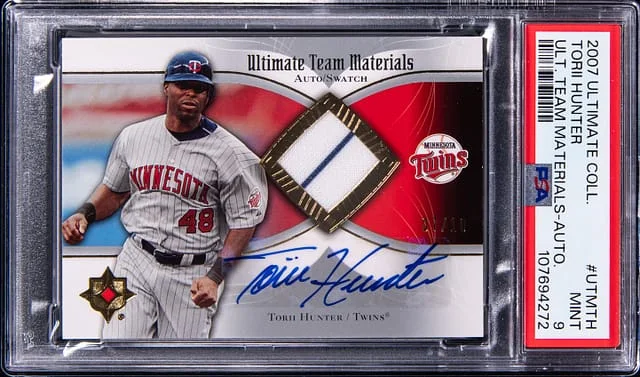 2007 Upper Deck Ultimate Collection Torii Hunter Ultimate Team Materials Autograph #UTM-TH card image