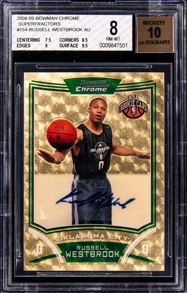 2008-09 Bowman Chrome Russell Westbrook Autograph Red Refractor #154 card image
