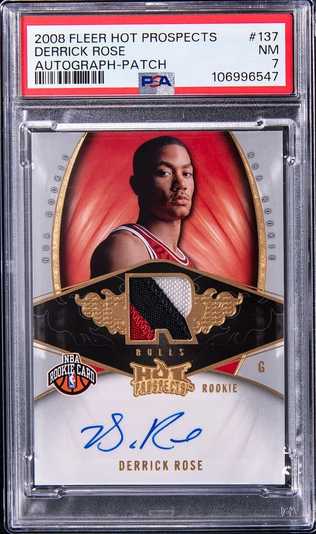 2008-09 Fleer Hot Prospects Derrick Rose Patch Autograph (RPA) #137 card image