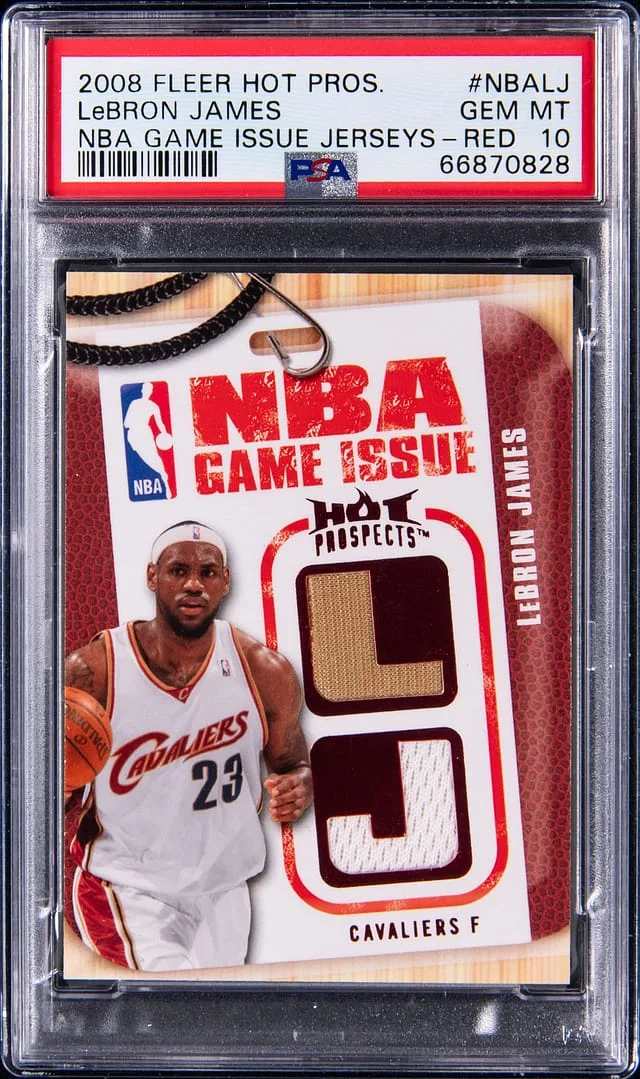 2008-09 Fleer Hot Prospects LeBron James Game-Used NBA Game Issue Jerseys Red #NBA-LJ card image