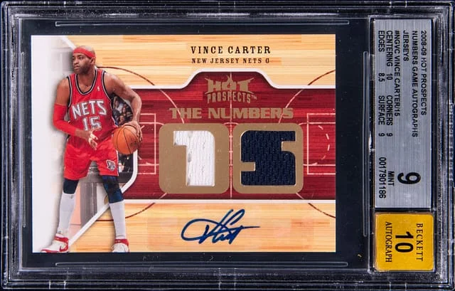 2008-09 Hot Prospects Numbers Game Autographs Jerseys Vince Carter #NG-VC card image