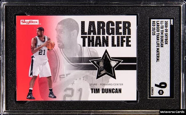 2008-09 SkyBox Tim Duncan Game-Used Larger Than Life Material Red #LL-TD card image