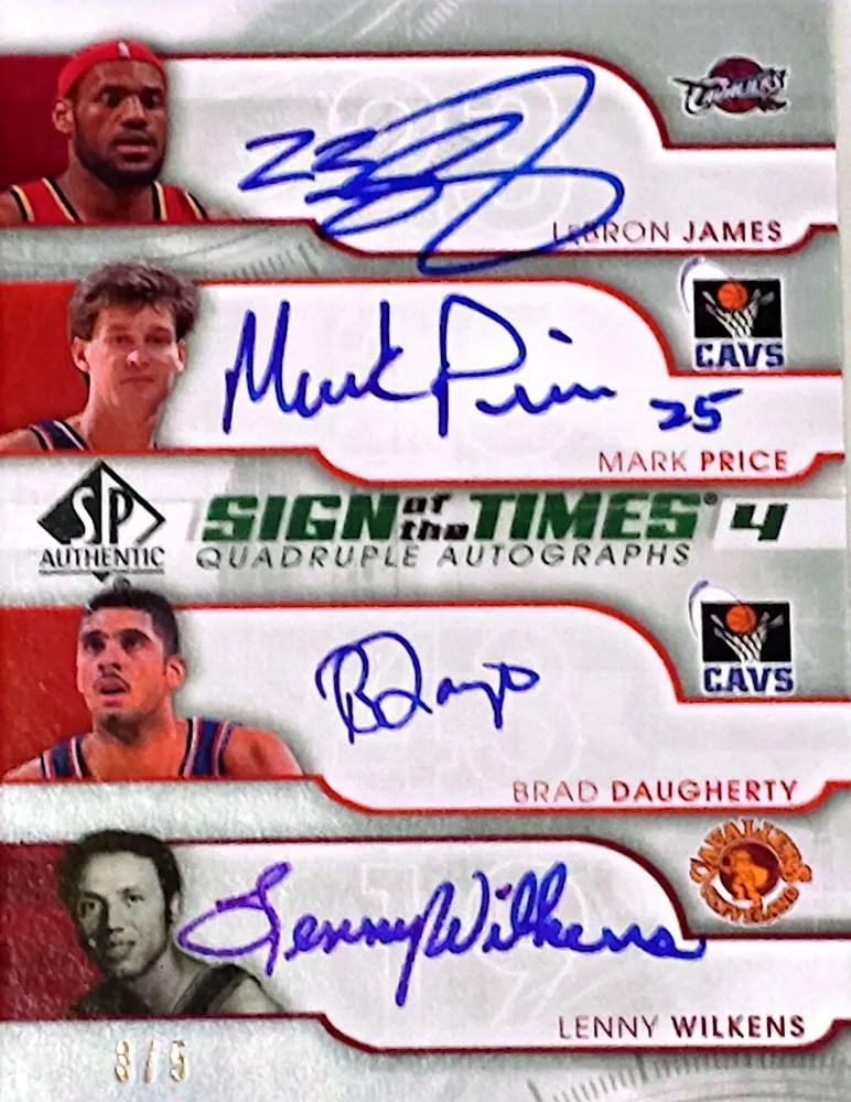 2008-09 SP Authentic Lebron James Sign of the Times Quad #SQ-CAVS card image