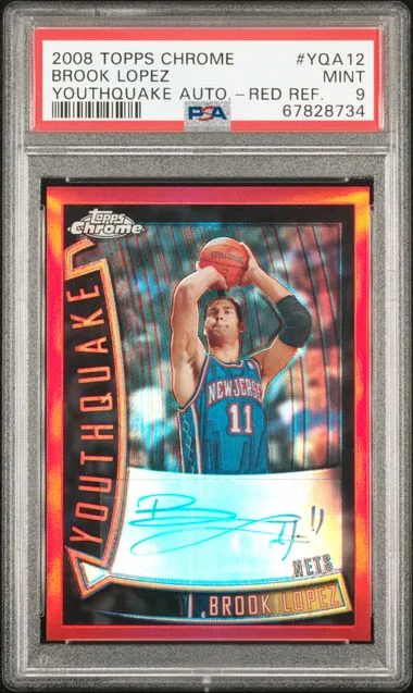 2008-09 Topps Chrome Brook Lopez Youthquake Autographs Red Refractor #YQA12 card image