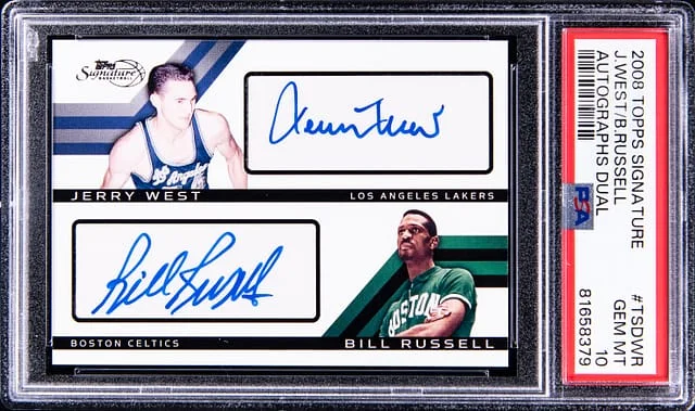 2008-09 Topps Jerry West/Bill Russell Signature Autographs Dual #TSD-WR card image