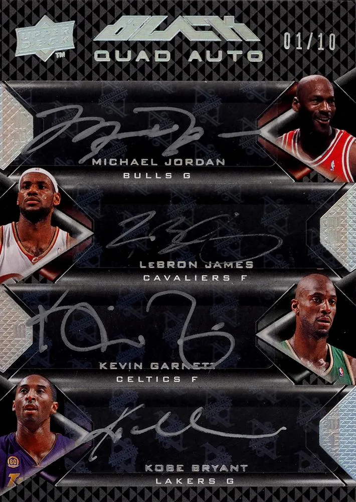 2008-09 UD Black Lebron James Quad Autographs #QA-STUD card image
