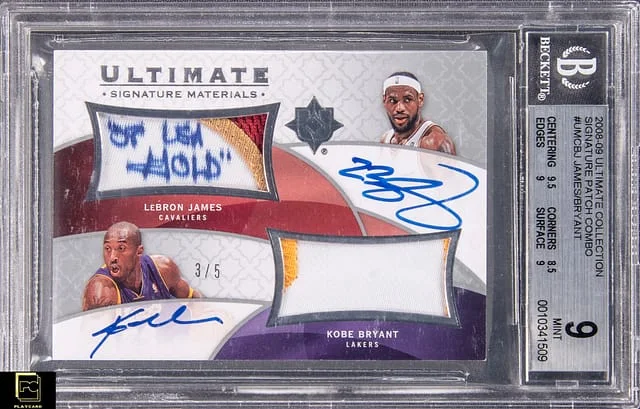 2008-09 UD Ultimate Collection LeBron James/Kobe Bryant Signature Patch Combo #UMC-BJ card image