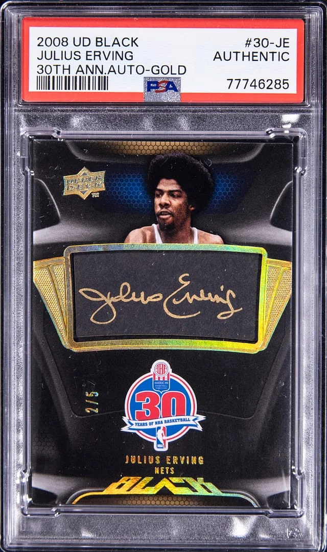 2008-09 Upper Deck Black Julius Erving 30th Anniversary Autograph Gold #30-JE card image
