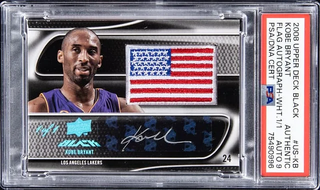 2008-09 Upper Deck Black Kobe Bryant Flag Autograph White #US-KB card image