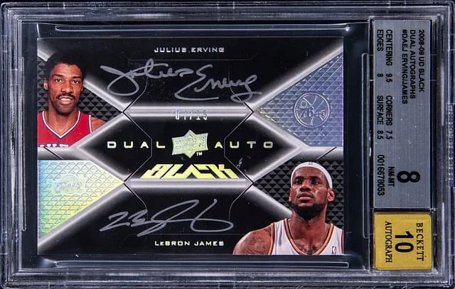 2008-09 Upper Deck Black LeBron James/Julius Erving Dual Autographs #DA-EJ card image