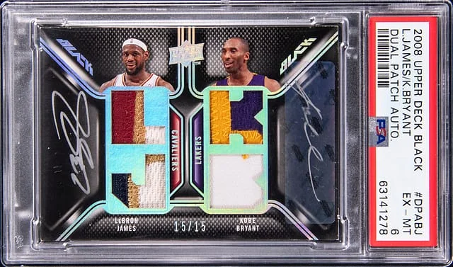 2008-09 Upper Deck Black LeBron James/Kobe Bryant Dual Patch Autograph #DPA-BJ card image