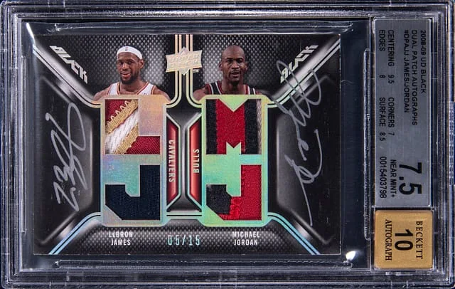 2008-09 Upper Deck Black LeBron James/Michael Jordan Dual Patch Autographs #DPA-JJ card image