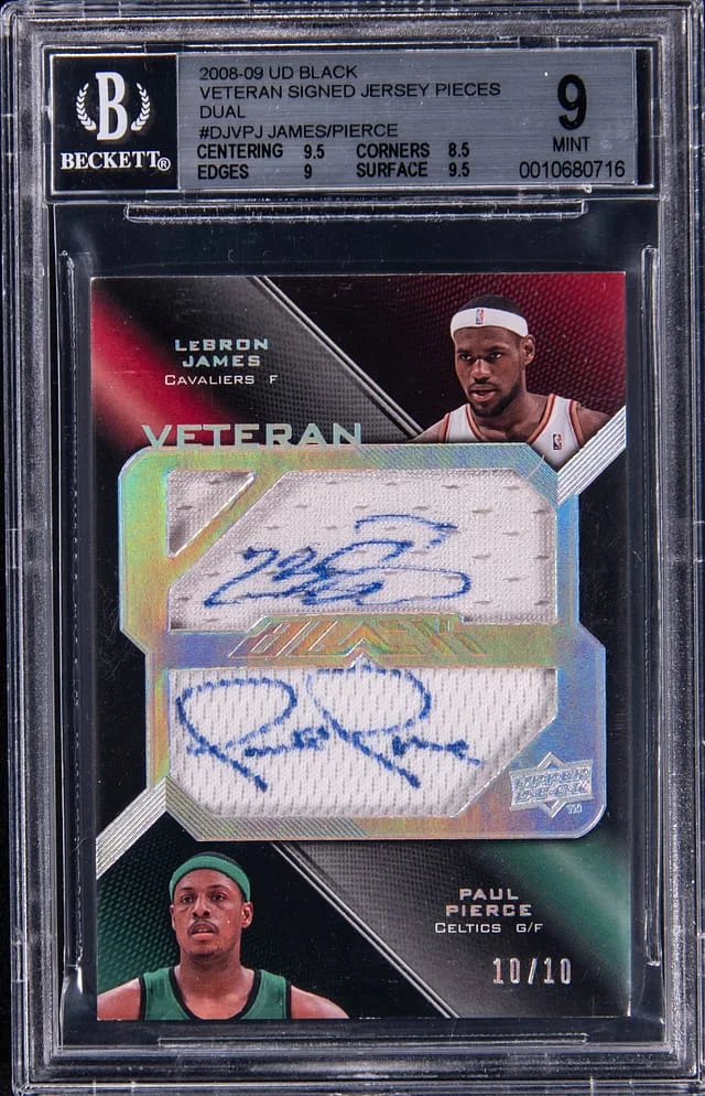 2008-09 Upper Deck Black LeBron James/Paul Pierce Veteran Signed Jersey Pieces #DJV-PJ card image
