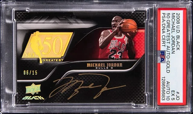 2008-09 Upper Deck Black Michael Jordan 50 Greatest Autographs Gold #50AU-JO card image