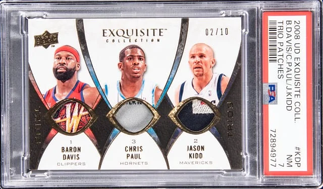2008-09 Upper Deck Exquisite Collection Baron Davis/Chris Paul/Jason Kidd Trio Patches #TP-KDP card image
