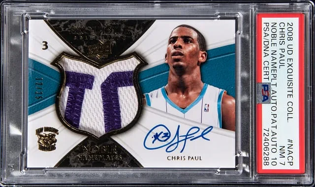 2008-09 Upper Deck Exquisite Collection Chris Paul Noble Nameplates Autographed Patches #NA-CP card image