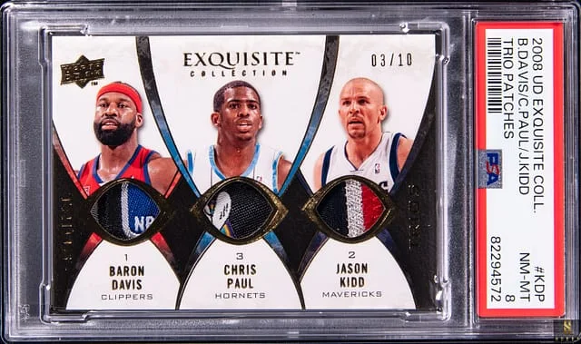 2008-09 Upper Deck Exquisite Collection Chris Paul/Baron Davis/Jason Kidd Trio Patches #TPKDP card image