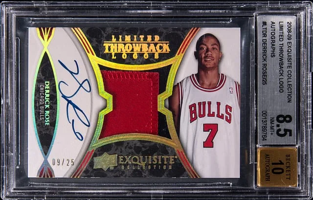 2008-09 Upper Deck Exquisite Collection Derrick Rose Limited Throwback Logo Autographs #LT-DR card image